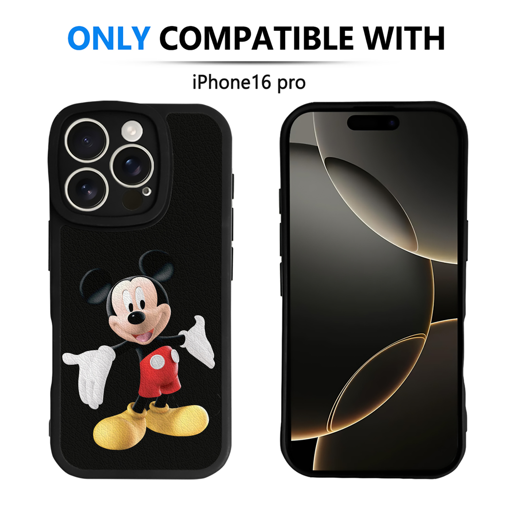 （画像用） ミッキーマウス Mickey Mouse 【iPhone 16シリーズ対応】シリコンスマホケース（レザー調） 材質：シリコン